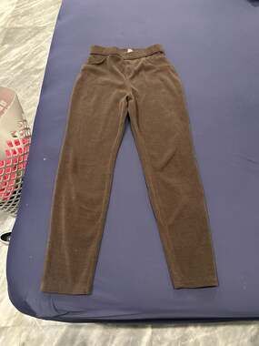 HUE Brown Corduroy High Rise Pull-On Leggings Pants Size Medium